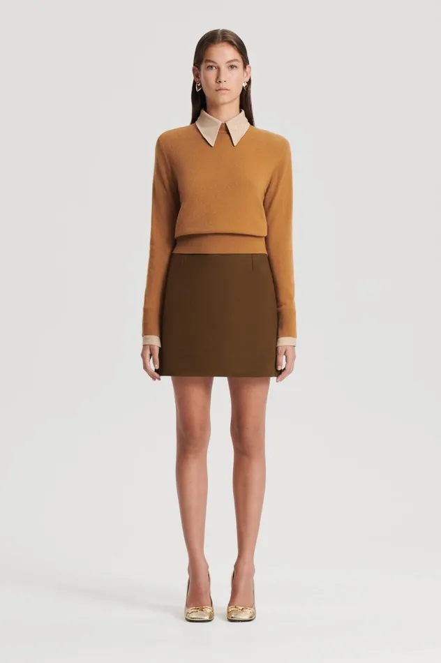 Sweaters Women Scanlan Theodore FINE WOOL SWEATER Camel