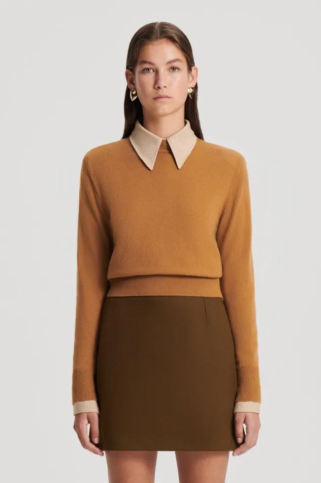 Sweaters Women Scanlan Theodore FINE WOOL SWEATER Camel Sweaters Women Scanlan Theodore FINE WOOL SWEATER Camel