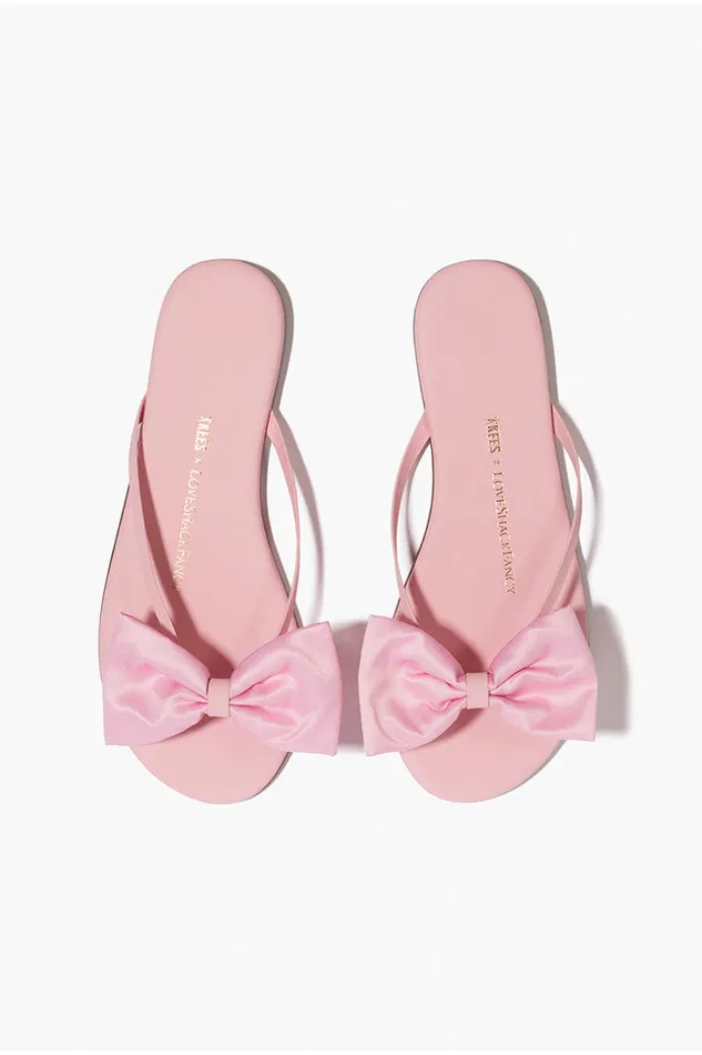 Swim Women LoveShackFancy Tkees Oversized Bow Sandals Pink