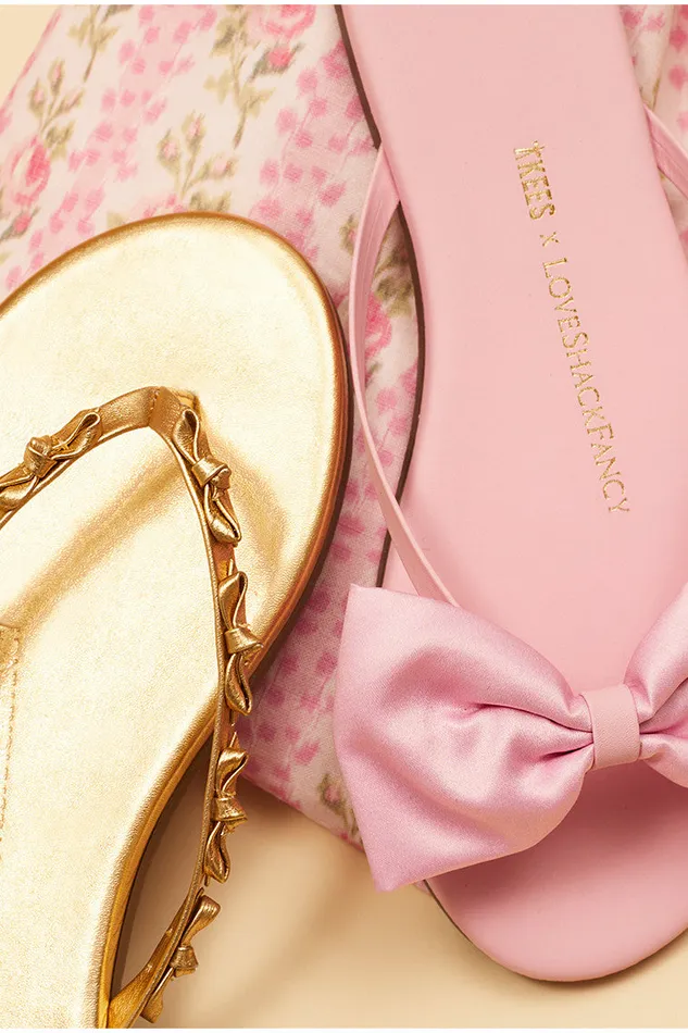 Swim Women LoveShackFancy Tkees Oversized Bow Sandals Pink