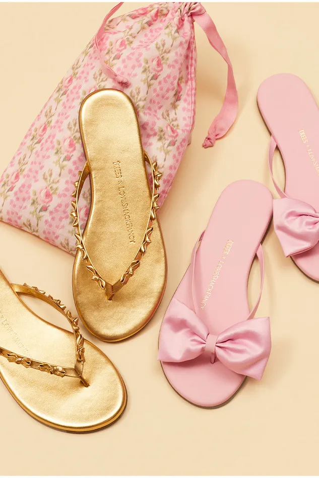 Swim Women LoveShackFancy Tkees Oversized Bow Sandals Pink