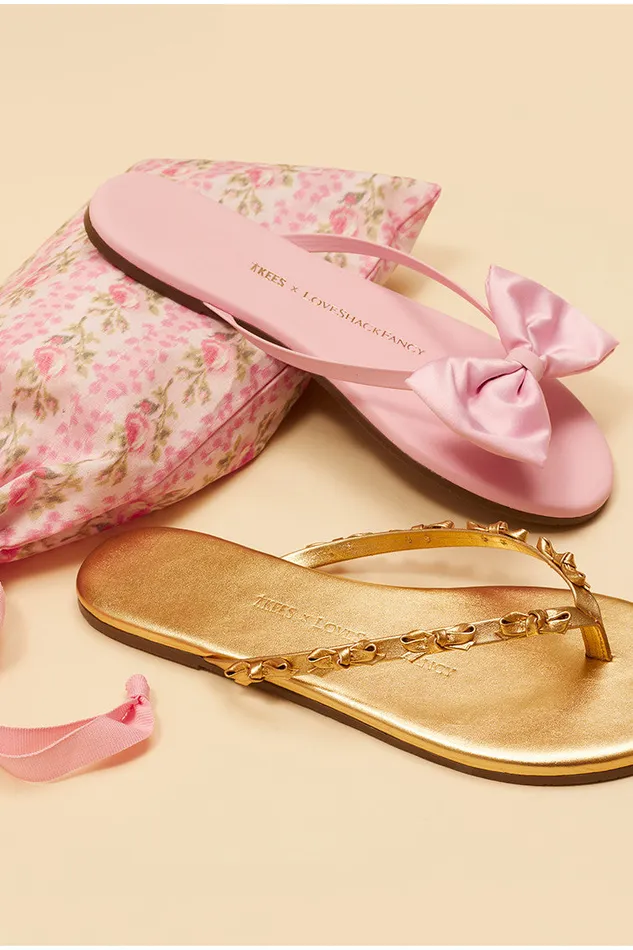 Swim Women LoveShackFancy Tkees Oversized Bow Sandals Pink