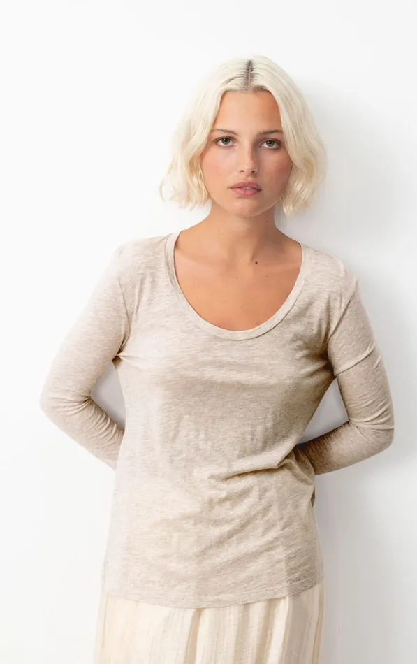 TShirt Jacksonville Melange Cream Women American Vintage Long Sleeve TShirts