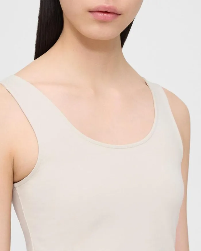 TShirts Tank Tops Women Theory Scoop Neck Tank In Stretch Cotton Sand TShirts Tank Tops Women Theory Scoop Neck Tank In Stretch Cotton Sand