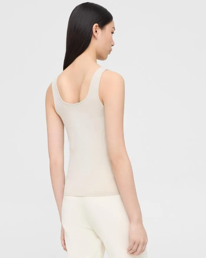 TShirts Tank Tops Women Theory Scoop Neck Tank In Stretch Cotton Sand TShirts Tank Tops Women Theory Scoop Neck Tank In Stretch Cotton Sand