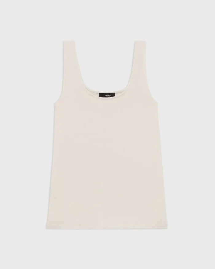 TShirts Tank Tops Women Theory Scoop Neck Tank In Stretch Cotton Sand TShirts Tank Tops Women Theory Scoop Neck Tank In Stretch Cotton Sand