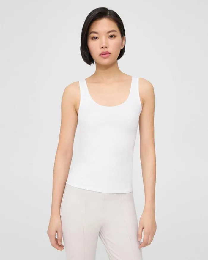TShirts Tank Tops Women Theory Scoop Neck Tank In Stretch Cotton White