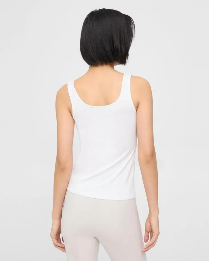 TShirts Tank Tops Women Theory Scoop Neck Tank In Stretch Cotton White TShirts Tank Tops Women Theory Scoop Neck Tank In Stretch Cotton White