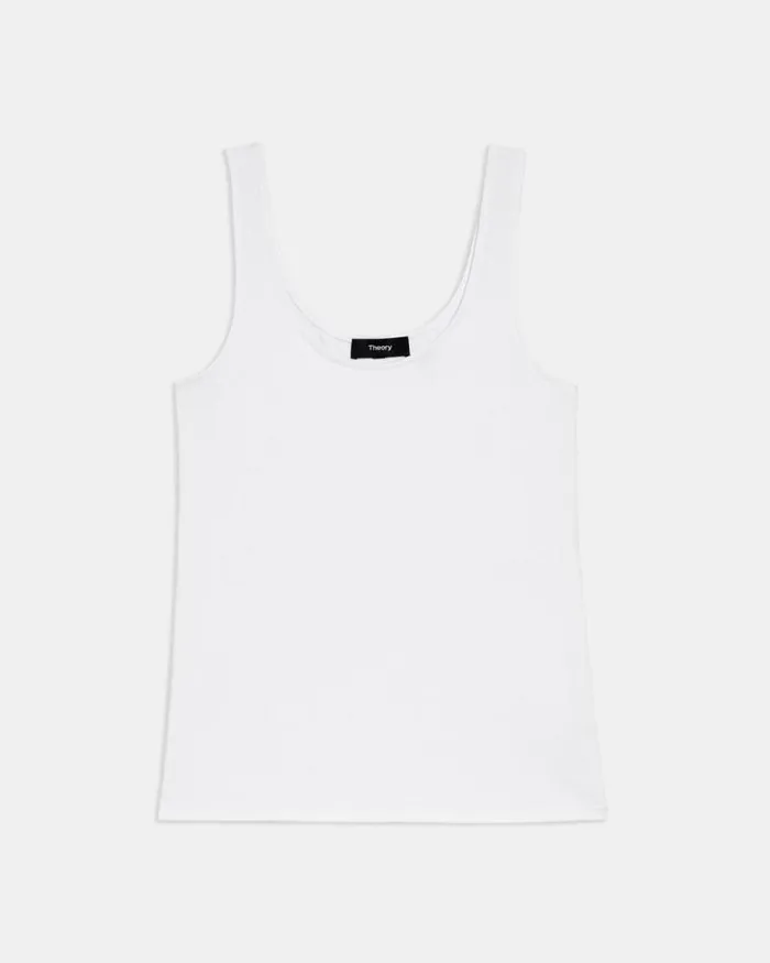 TShirts Tank Tops Women Theory Scoop Neck Tank In Stretch Cotton White TShirts Tank Tops Women Theory Scoop Neck Tank In Stretch Cotton White