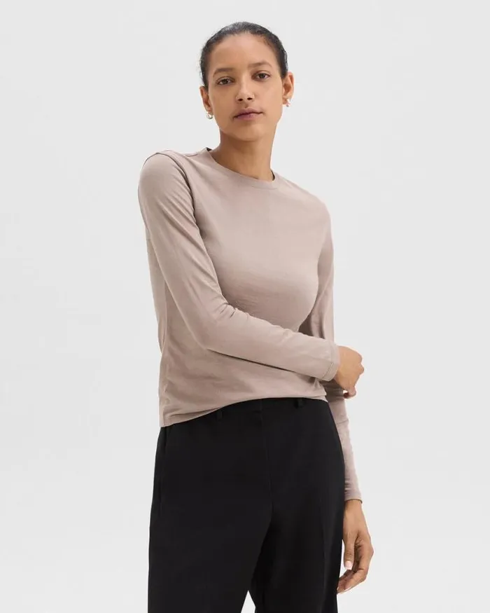 TShirts Tank Tops Women Theory Tiny LongSleeve Tee In Organic Cotton Cinder