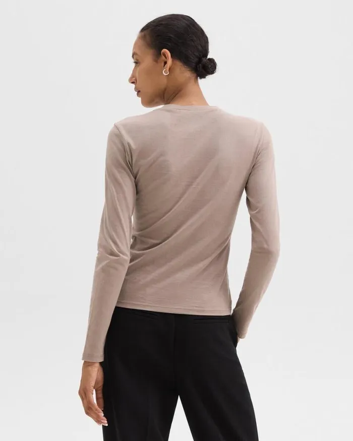TShirts Tank Tops Women Theory Tiny LongSleeve Tee In Organic Cotton Cinder TShirts Tank Tops Women Theory Tiny LongSleeve Tee In Organic Cotton Cinder