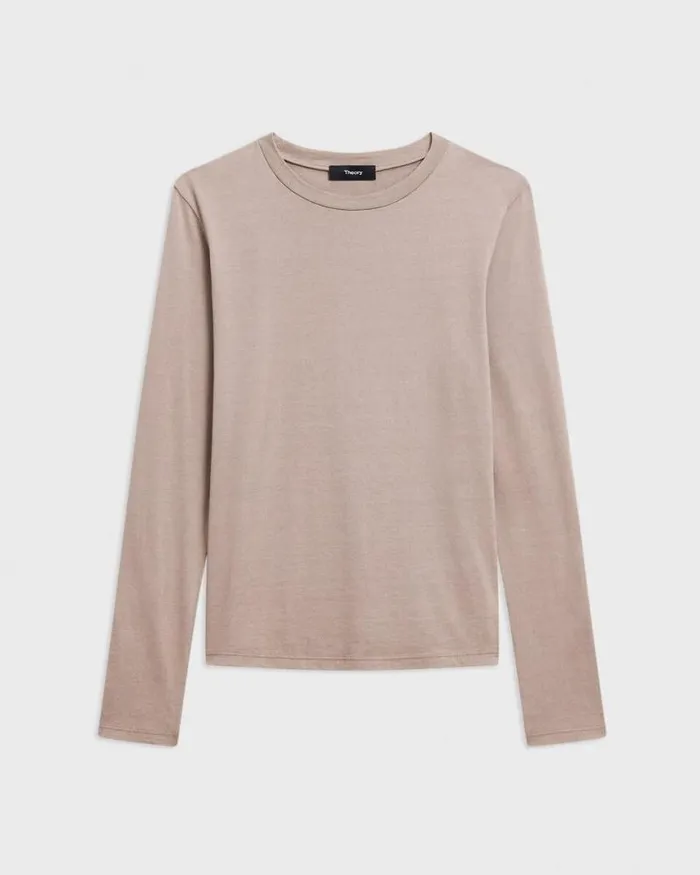 TShirts Tank Tops Women Theory Tiny LongSleeve Tee In Organic Cotton Cinder TShirts Tank Tops Women Theory Tiny LongSleeve Tee In Organic Cotton Cinder