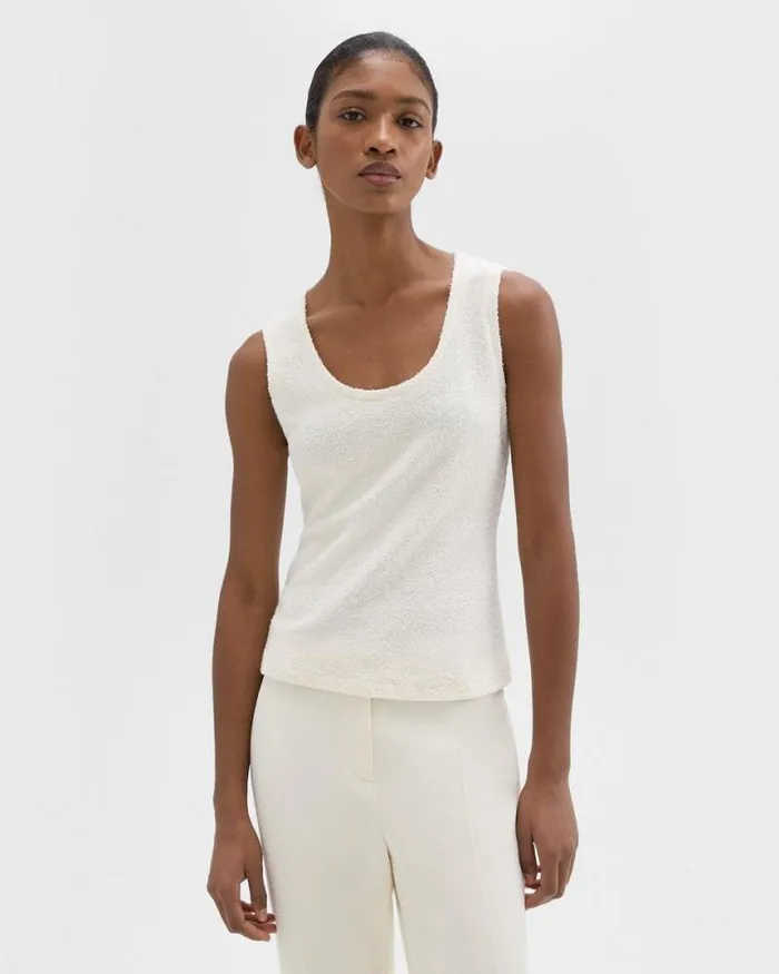 TShirts Tank Tops Women Theory Tiny Tank In Boucl Jersey Ivory