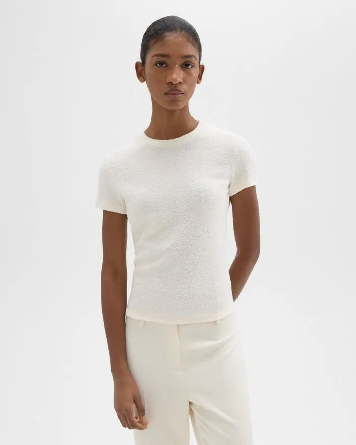 TShirts Tank Tops Women Theory Tiny Tee In Boucl Jersey Ivory