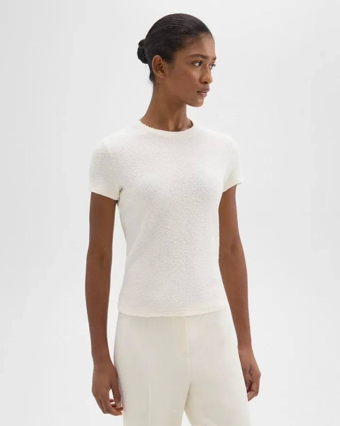 TShirts Tank Tops Women Theory Tiny Tee In Boucl Jersey Ivory TShirts Tank Tops Women Theory Tiny Tee In Boucl Jersey Ivory