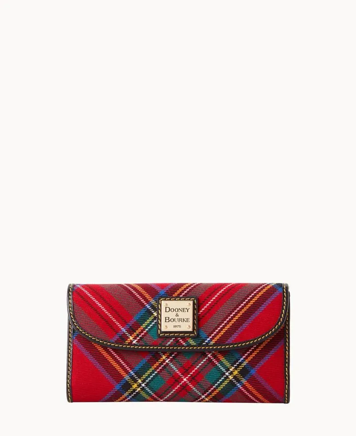 Tartan Continental Clutch Red ManWoman Dooney and Bourke Wallets