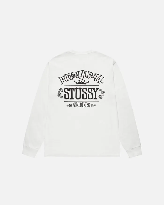 Tees MenWomen Stussy WORLDWIDE LS TEE PIGMENT DYED Natural