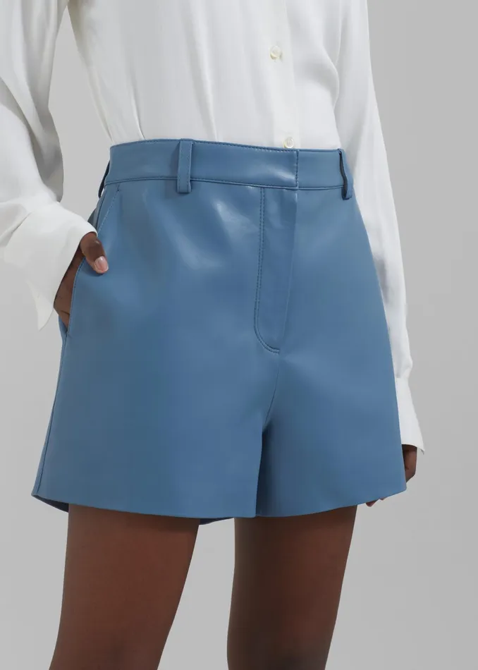 The Frankie Shop Bottoms Cassie Faux Leather Mini Shorts 8211 Blue 8211 Women The Frankie Shop Bottoms Cassie Faux Leather Mini Shorts 8211 Blue 8211 Women