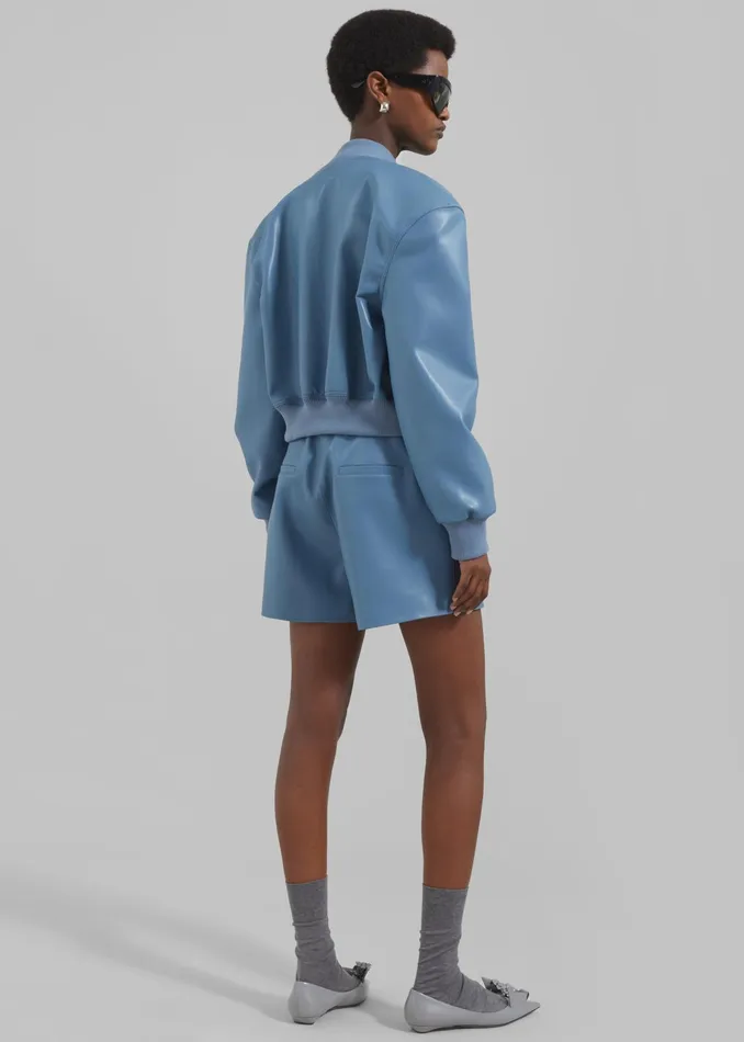 The Frankie Shop Bottoms Cassie Faux Leather Mini Shorts 8211 Blue 8211 Women