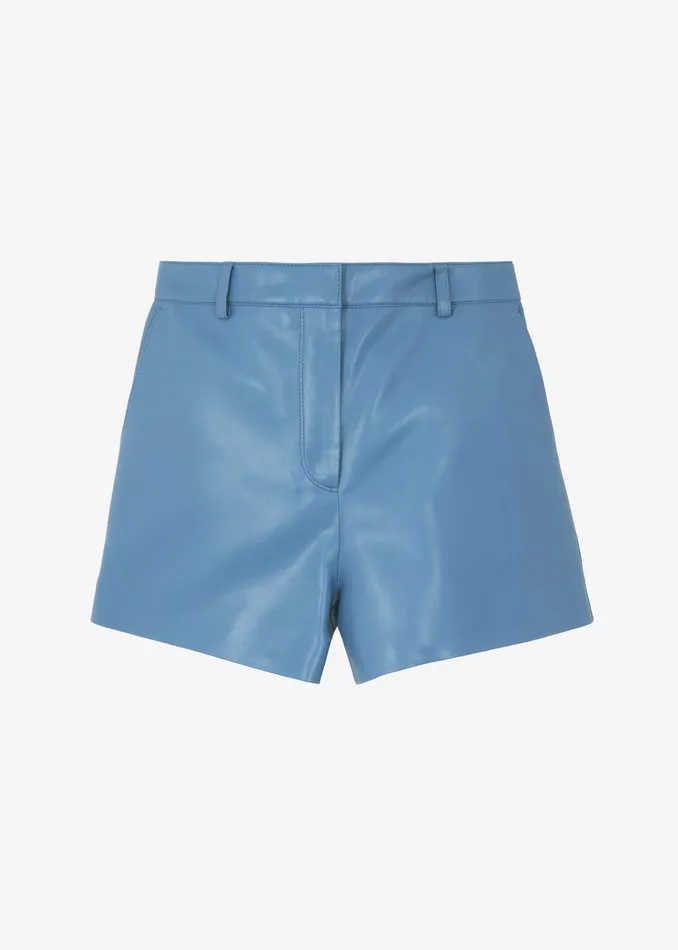 The Frankie Shop Bottoms Cassie Faux Leather Mini Shorts 8211 Blue 8211 Women