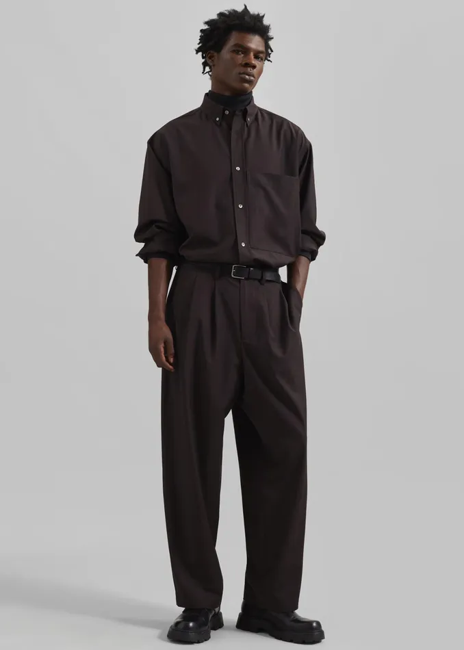 The Frankie Shop Bottoms Dalton Wool Blend Trousers 8211 Brown 8211 Men