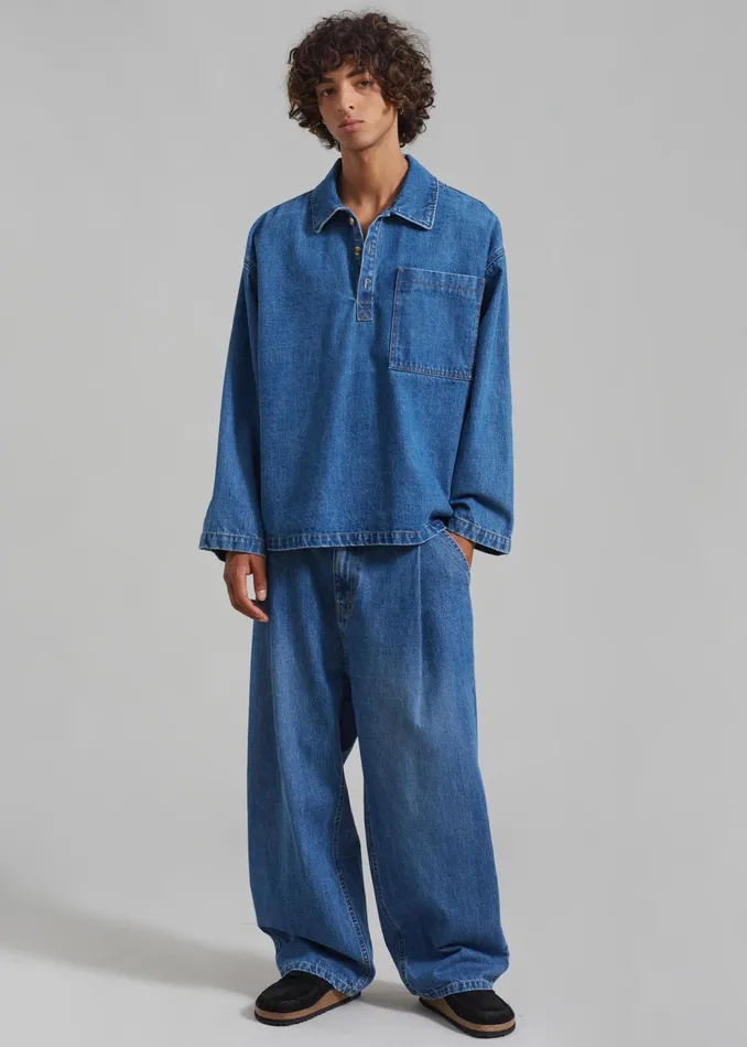 The Frankie Shop Bottoms Drew Denim Pants 8211 Medium Wash 8211 Men