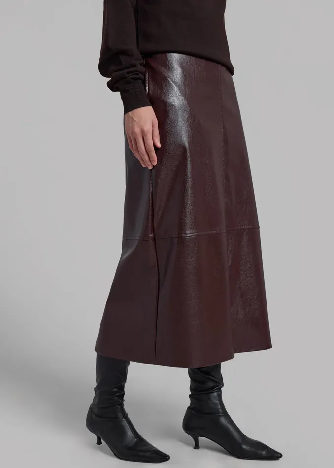 The Frankie Shop Bottoms Erminie Midi Faux Leather Skirt 8211 Brown 8211 Women