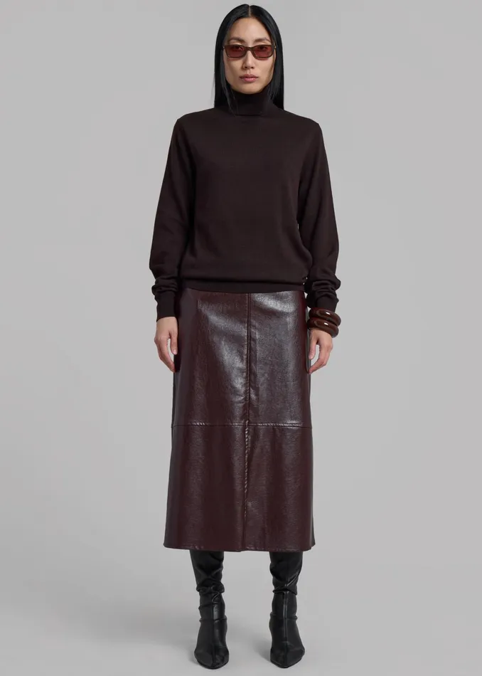The Frankie Shop Bottoms Erminie Midi Faux Leather Skirt 8211 Brown 8211 Women