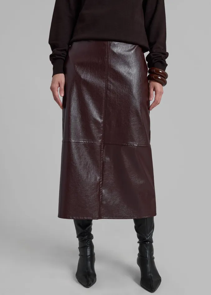 The Frankie Shop Bottoms Erminie Midi Faux Leather Skirt 8211 Brown 8211 Women