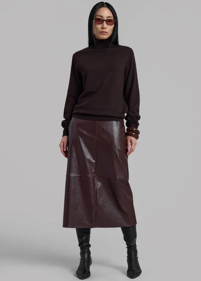 The Frankie Shop Bottoms Erminie Midi Faux Leather Skirt 8211 Brown 8211 Women
