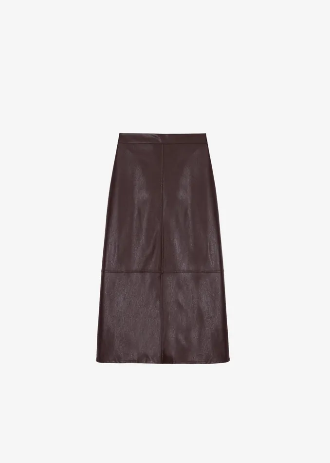 The Frankie Shop Bottoms Erminie Midi Faux Leather Skirt 8211 Brown 8211 Women