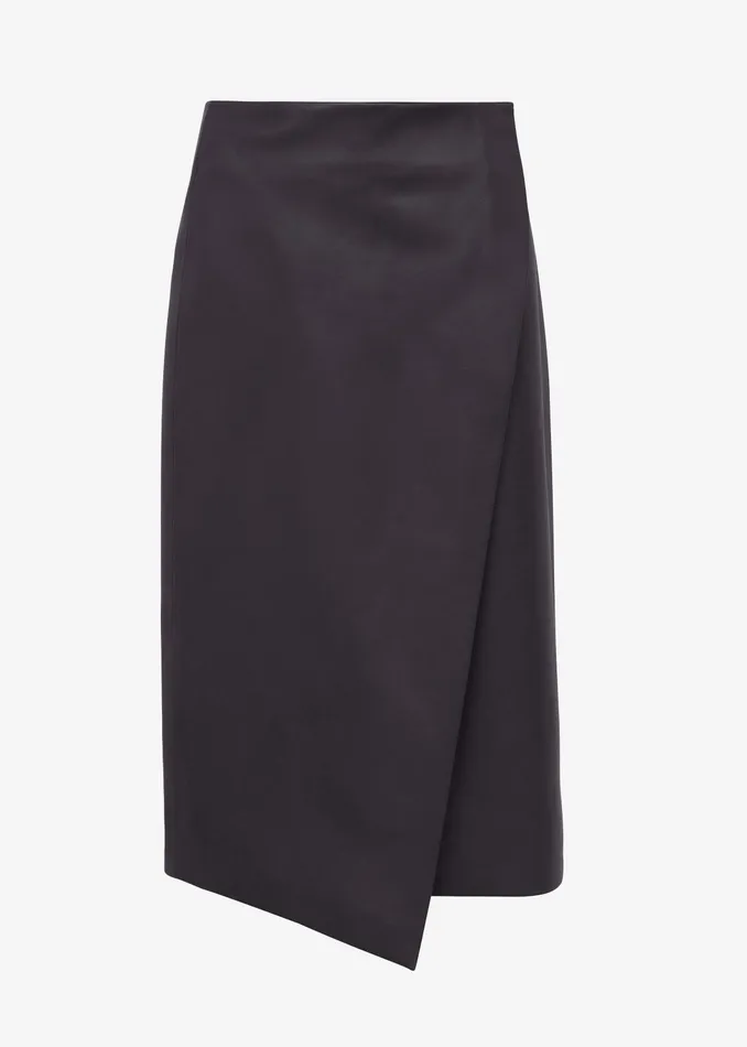The Frankie Shop Bottoms Hedi Leather Midi Wrap Skirt 8211 Dark Plum 8211 Women