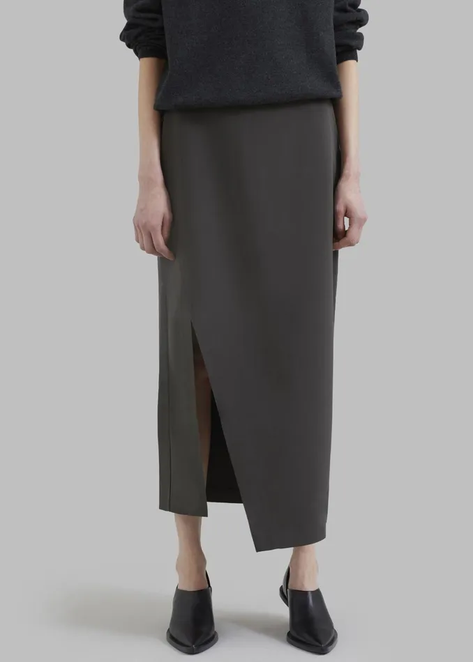 The Frankie Shop Bottoms Joy Side Slit Midi Skirt 8211 Charcoal 8211 Women