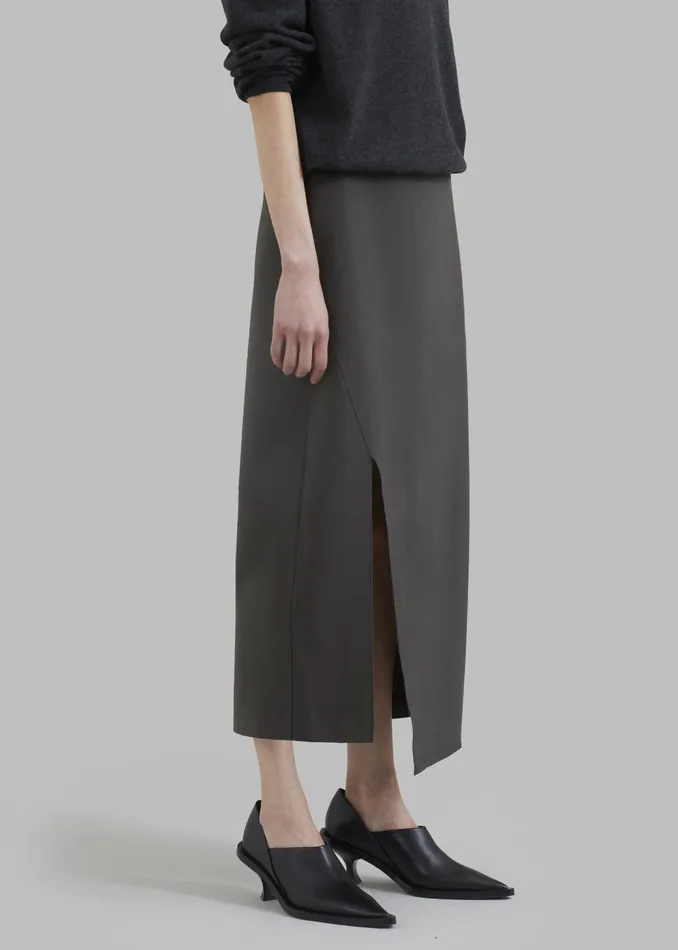 The Frankie Shop Bottoms Joy Side Slit Midi Skirt 8211 Charcoal 8211 Women