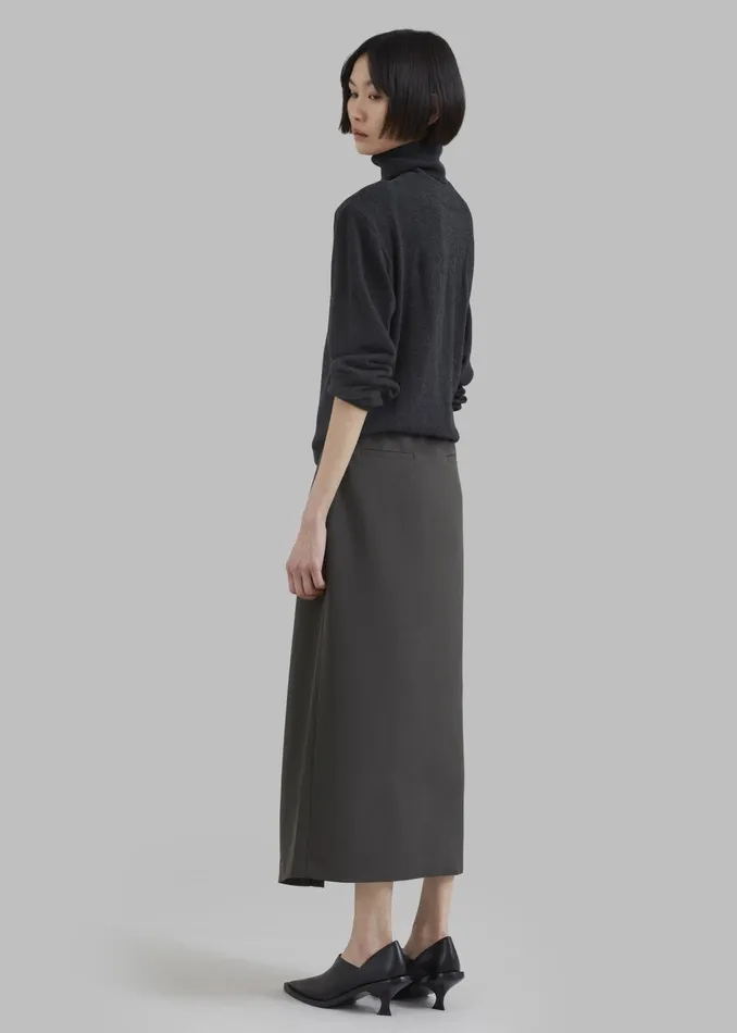 The Frankie Shop Bottoms Joy Side Slit Midi Skirt 8211 Charcoal 8211 Women