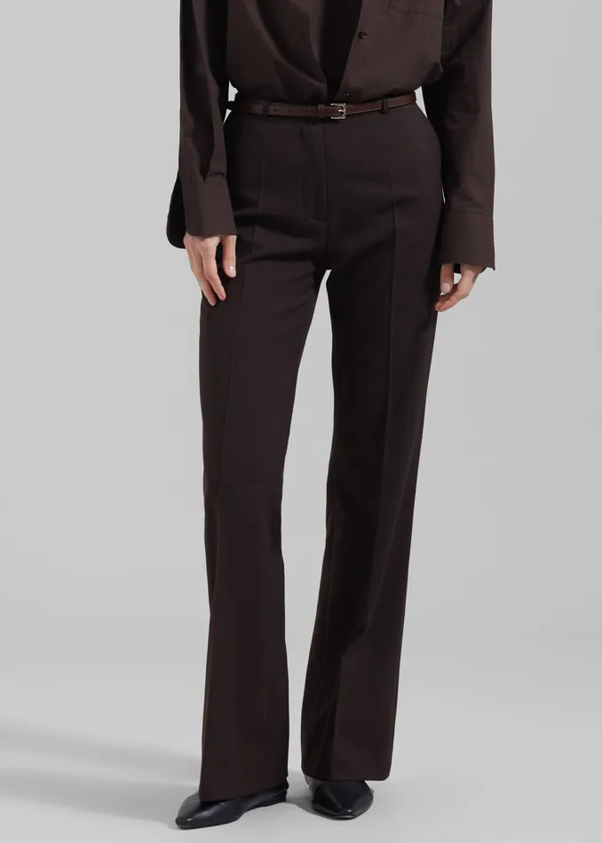 The Frankie Shop Bottoms Lyra Flared Pants 8211 Brown 8211 Women