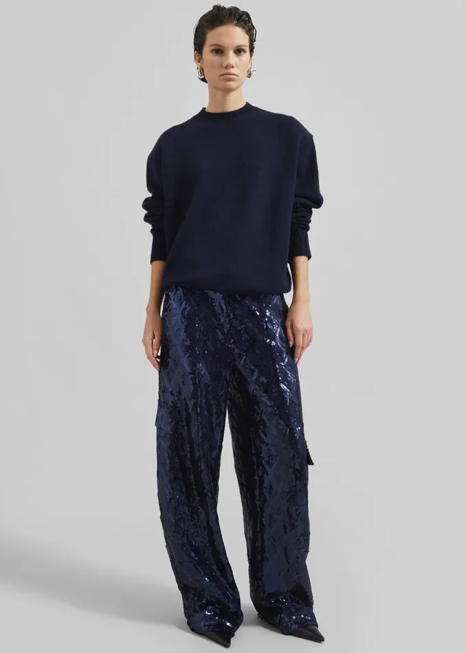 The Frankie Shop Bottoms Rotate Sequins Cargo Pants 8211 Dark Blue 8211 Women The Frankie Shop Bottoms Rotate Sequins Cargo Pants 8211 Dark Blue 8211 Women