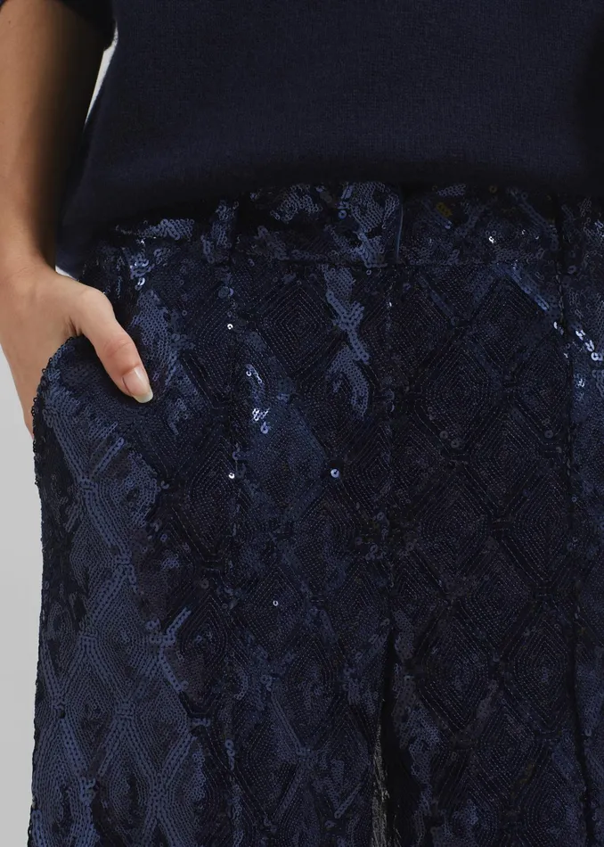 The Frankie Shop Bottoms Rotate Sequins Cargo Pants 8211 Dark Blue 8211 Women