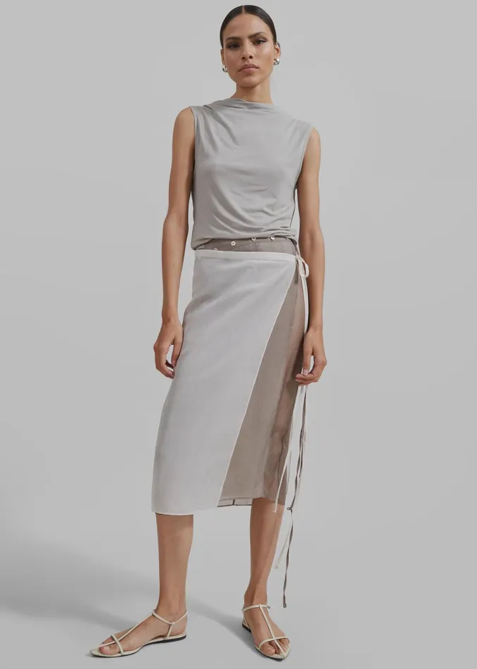 The Frankie Shop Bottoms Tia Sheer Layered Skirt 8211 Beige 8211 Women