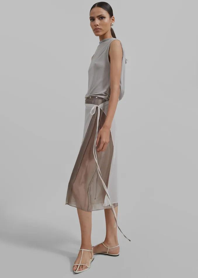 The Frankie Shop Bottoms Tia Sheer Layered Skirt 8211 Beige 8211 Women