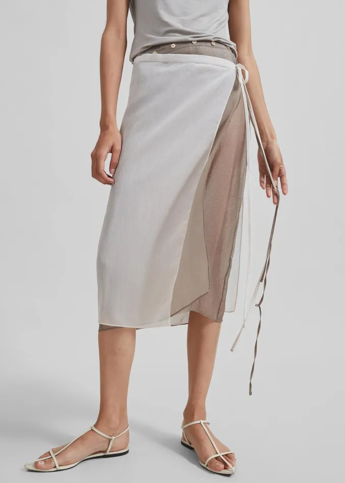 The Frankie Shop Bottoms Tia Sheer Layered Skirt 8211 Beige 8211 Women