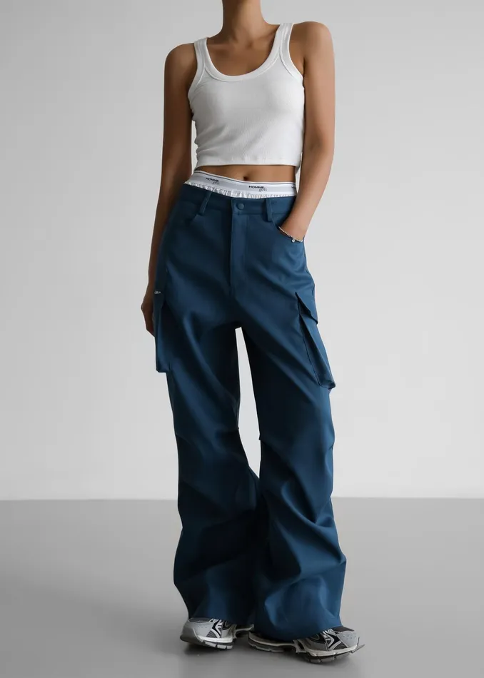 The Frankie Shop Bottoms Valo Cargo Pants 8211 Navy 8211 Women
