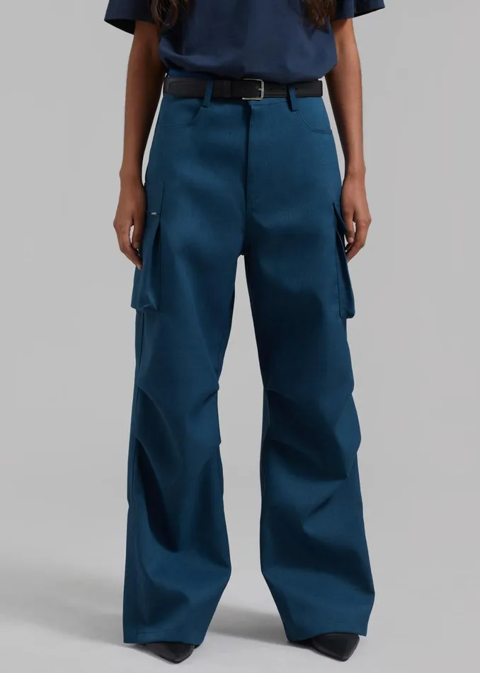 The Frankie Shop Bottoms Valo Cargo Pants 8211 Navy 8211 Women