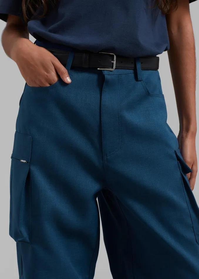 The Frankie Shop Bottoms Valo Cargo Pants 8211 Navy 8211 Women