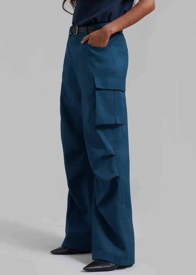 The Frankie Shop Bottoms Valo Cargo Pants 8211 Navy 8211 Women