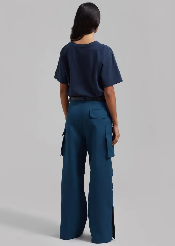 The Frankie Shop Bottoms Valo Cargo Pants 8211 Navy 8211 Women