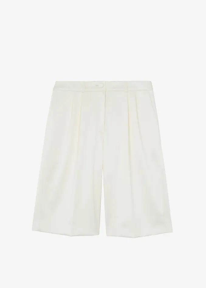 The Frankie Shop Bottoms Vienna Satin Bermuda Shorts 8211 Cream 8211 Women