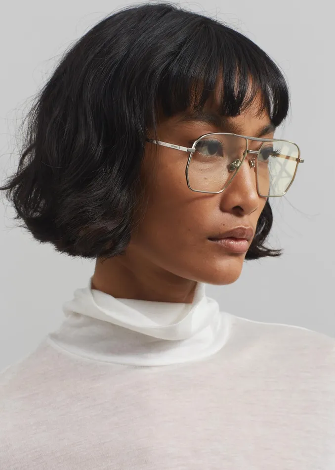 The Frankie Shop Coperni Aviator Sunglasses 8211 SilverClear 8211 Women