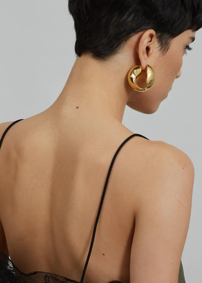 The Frankie Shop Coperni Xl Logo Creole Earrings 8211 Gold 8211 Women