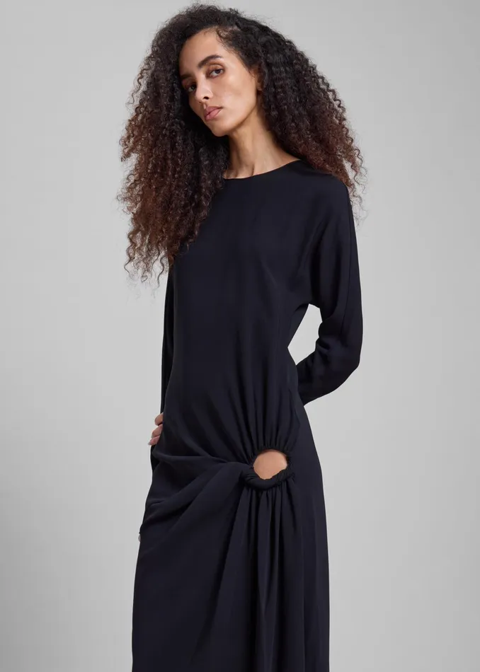 The Frankie Shop Dresses Christopher Esber Ruched Twisted Long Sleeve Dress 8211 Black 8211 Women